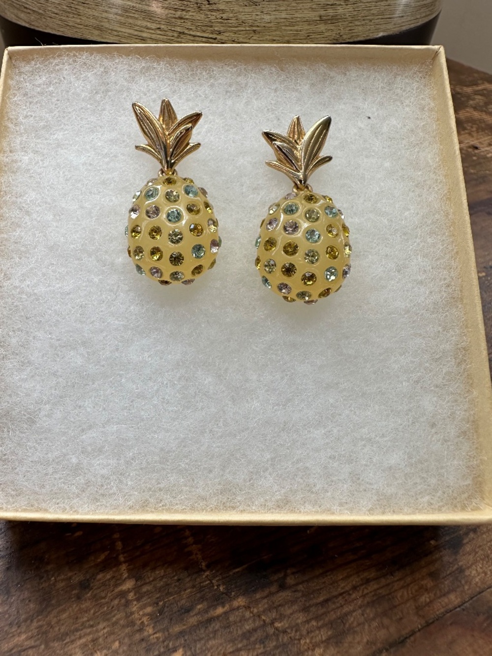 J.Crew Rhinestone Pineapple Drop Earrings - Picture 4 of 4